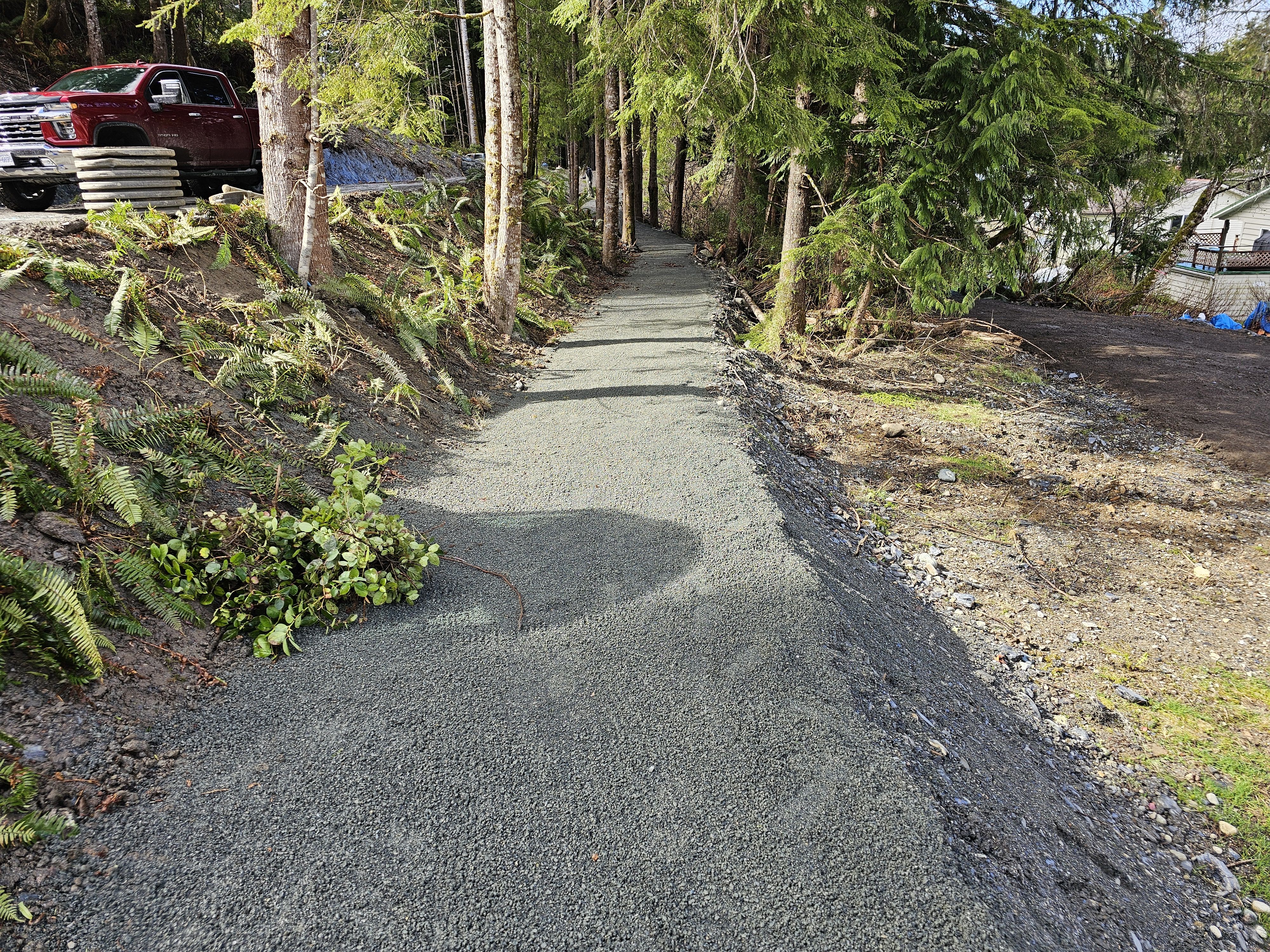 New walking path from Beachview Rise to the General Store in Port Renfrew